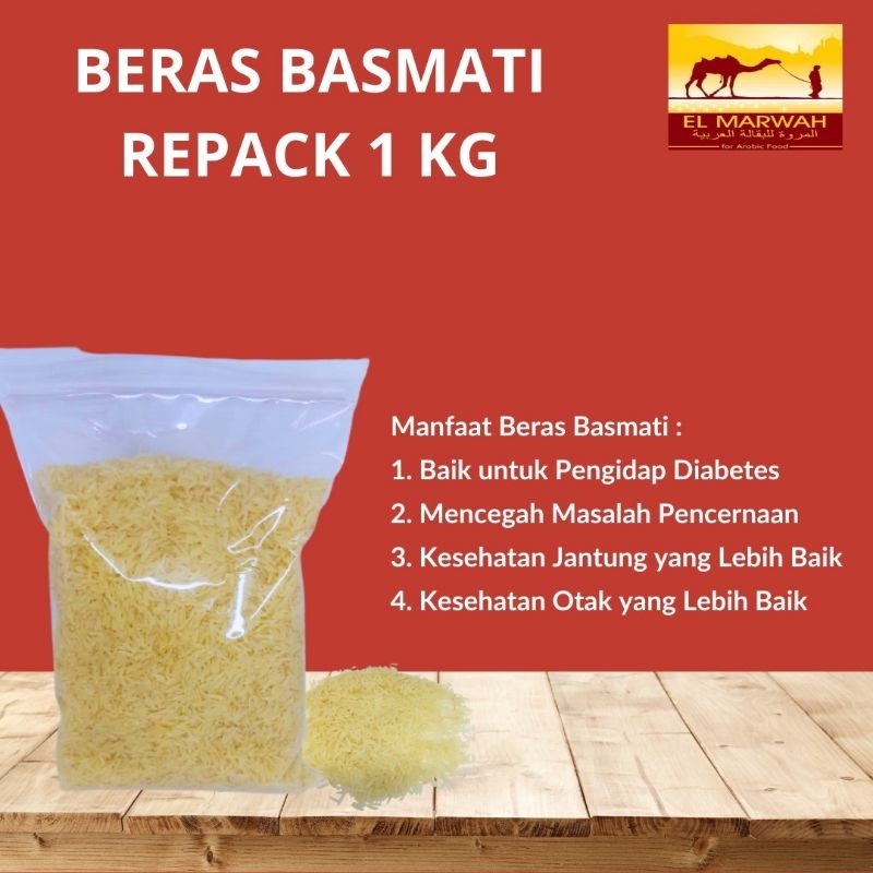 

Beras basmati kemasan Repack 1 kg asli untuk nasi biryani nasi kebuli nasi mandhi