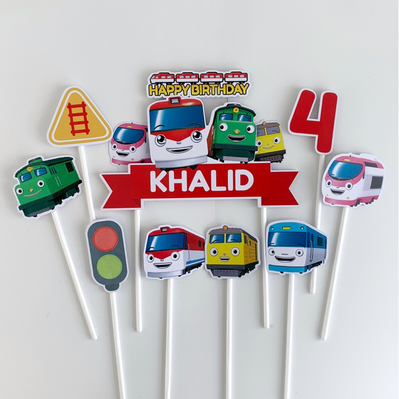 Cake Topper 3D Karakter Kereta Titipo Titipo Hiasan Tusukan Kue Ulang Tahun Dekorasi Pesta Birthday 