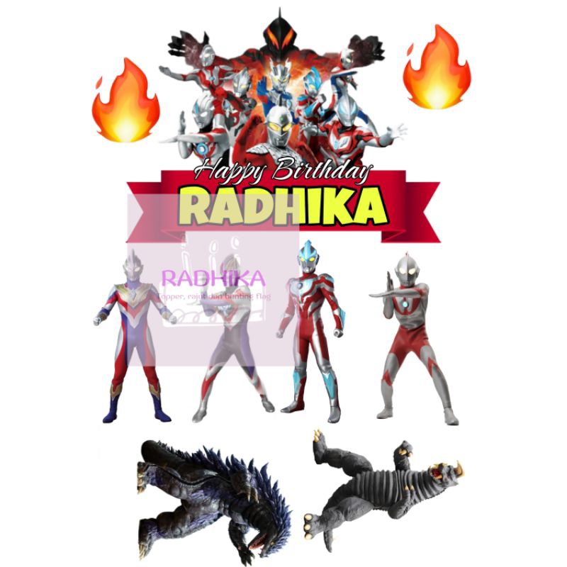 topper kue ultraman custom nama
