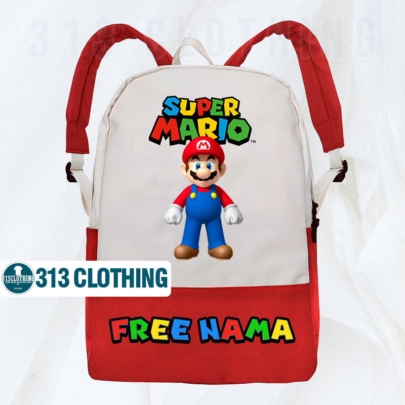 Tas Anak Super Mario Bros Tas Ransel Sekolah Anak Mario Bros Gratis Nama