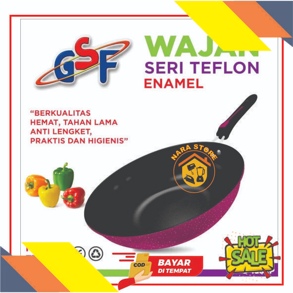 Panci Wajan Warna Wok Gagang Teflon Anti Lengket 32CM GSF G 1332P / 1332 P