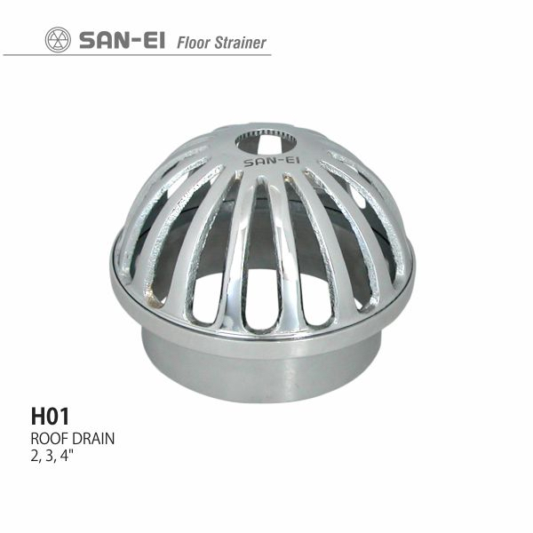 San-Ei Roof Drain 3 inch H 01 saringan atap roof strainer saringan air H01 kuningan lapis chrome ant