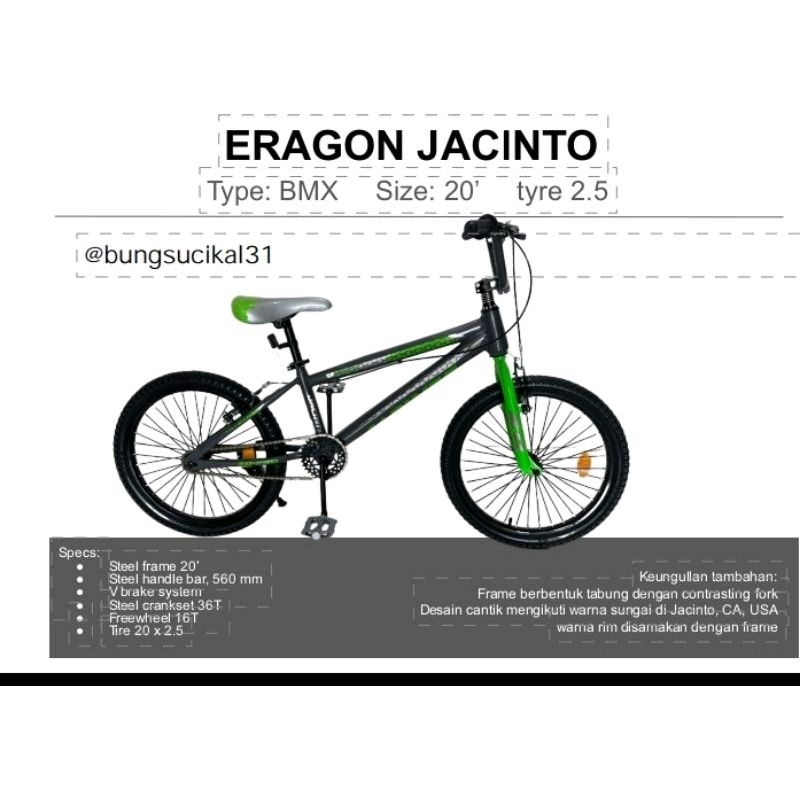 sepeda anak BMX 20 Inchi eragon jacinto