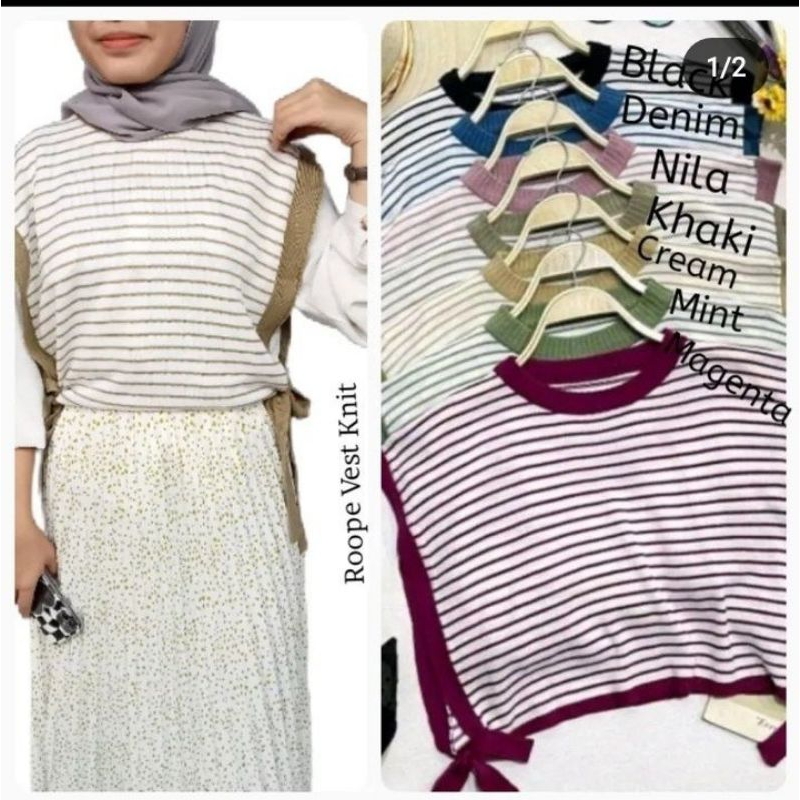 Vest Rajut Crop Tali Samping l Atasan Wanita l Rompi Crop Tali Rajut