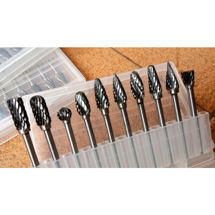 Mata tuner Carbide tungsten set 10pcs mata bor cun gerinda kikir porting besi BOX PUTIH