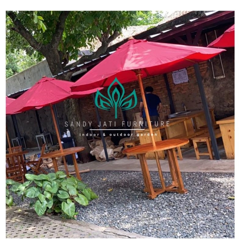 Meja Payung Taman , Meja Payung Outdoor kayu jati Outdoor