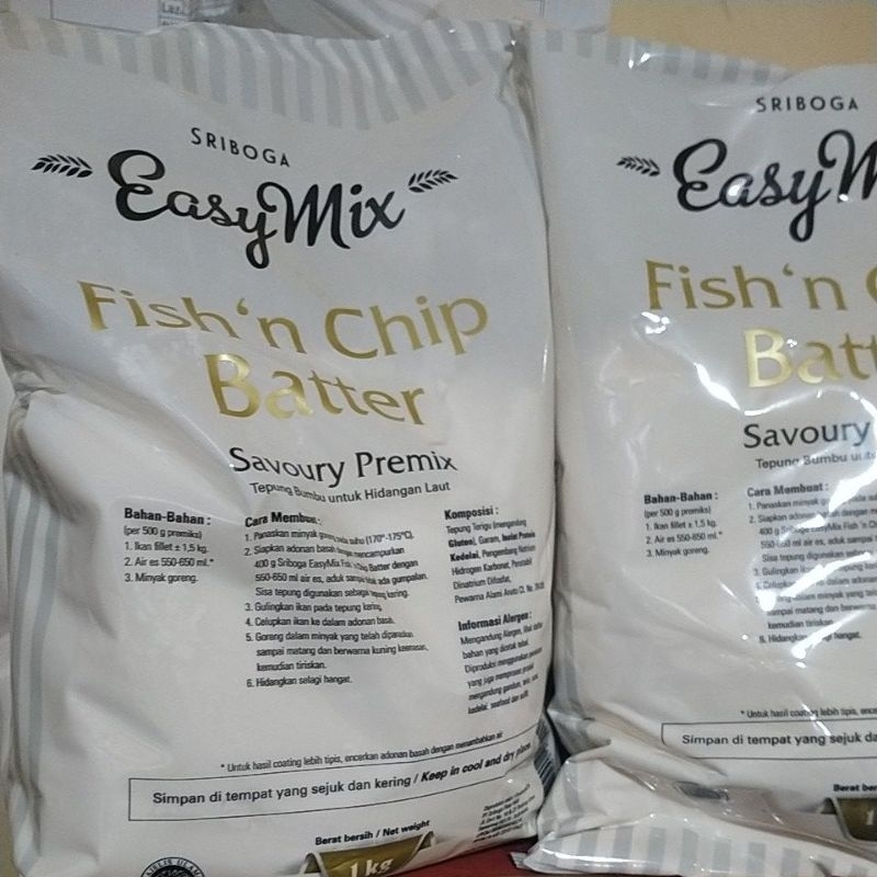 

Tepung Sriboga Easy Mix Fish N chip batter 10 kg