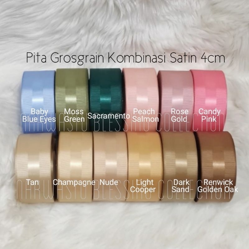 

Pita grosgrain kombinasi satin Pita grosgrain tengah satin 4cm