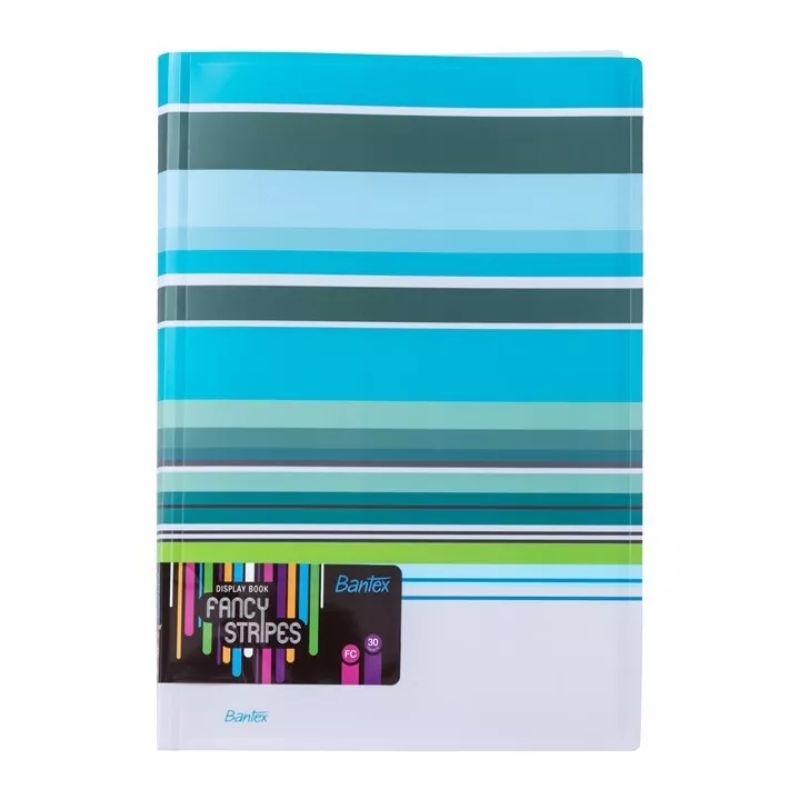 

Bantex Fancy Stripe Display Book (30 pocket) Folio Sky Blue 3197 23