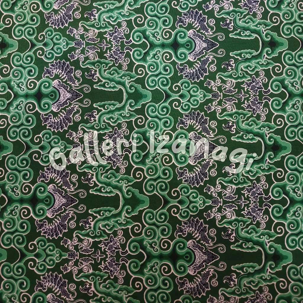 Kain Batik Seragam Sekolah Motif Udang Ukel Hijau