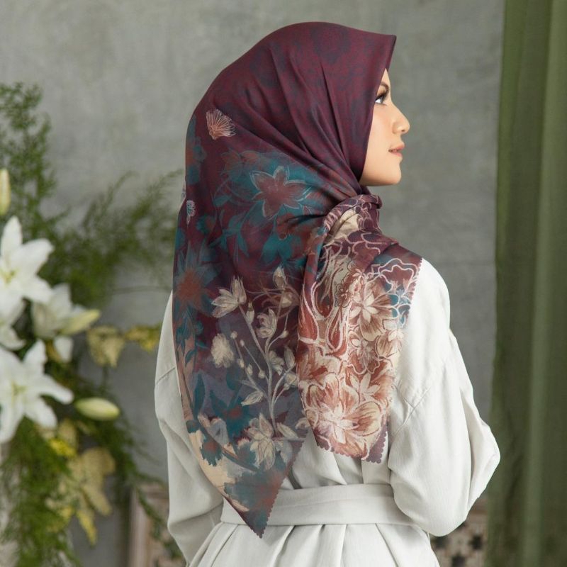 Hijab segiempat voal motif merah marun mh.901 [sublim] kerudung segi empat motip jilbab lasercut dee