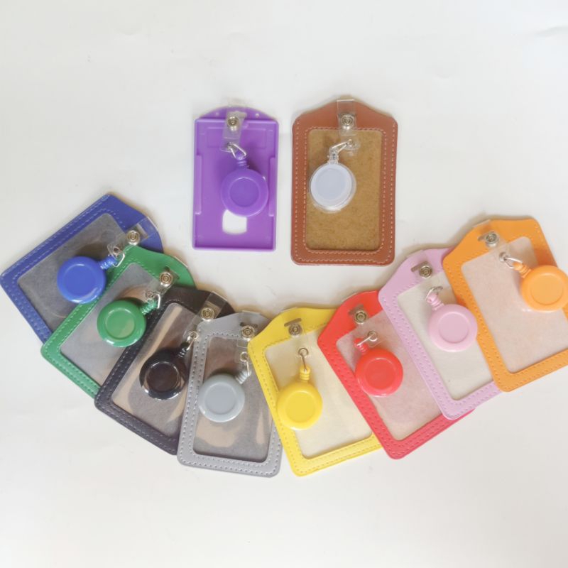 

Gantungan Id Card Holder Name Tag Kulit Sintetis polosan