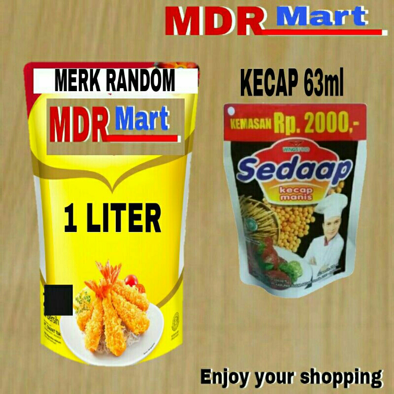 

PAKET (MERK RANDOM) MINYAK 1 Liter + SEDAAP KECAP 63ml