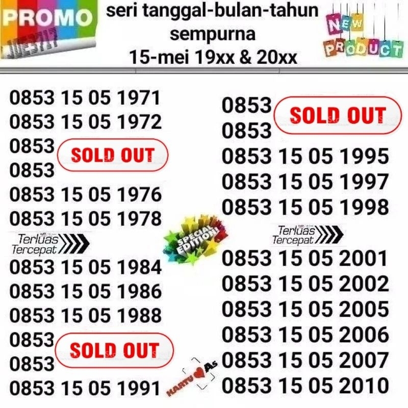 KARTU TELKOMSEL COMBO SAKTI SERI TAHUN 15 05 15 MEI