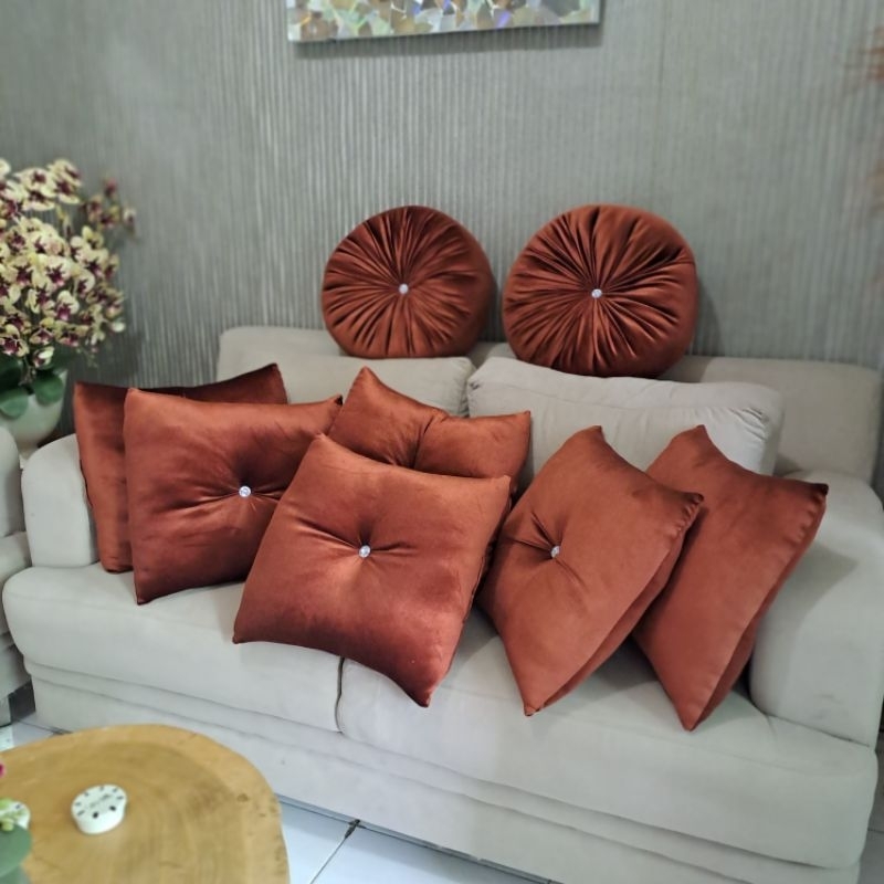 Bantal Sofa Beludru Kotak /Bantal Kursi/Bantal Sofa Bulat