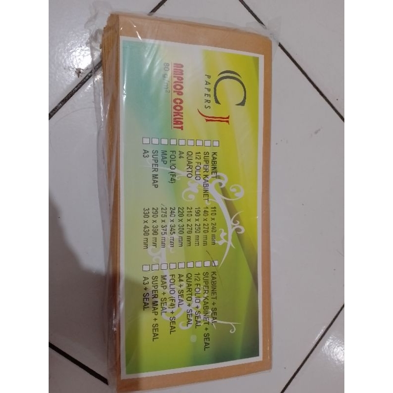 

amplop cokelat kabinet dan seal