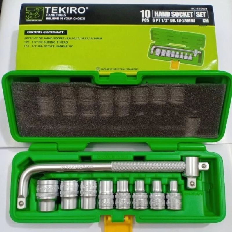 Kunci Sock shock Set Tekiro 1/2" inci 10 pcs 6pt