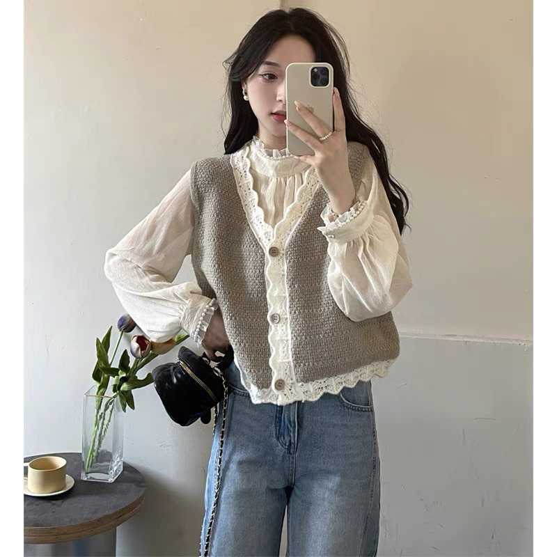 ATASAN RAJUT WANITA (Vest polos) rajut rompi Kaos Import Wanita tanpa Lengan / rompi korea