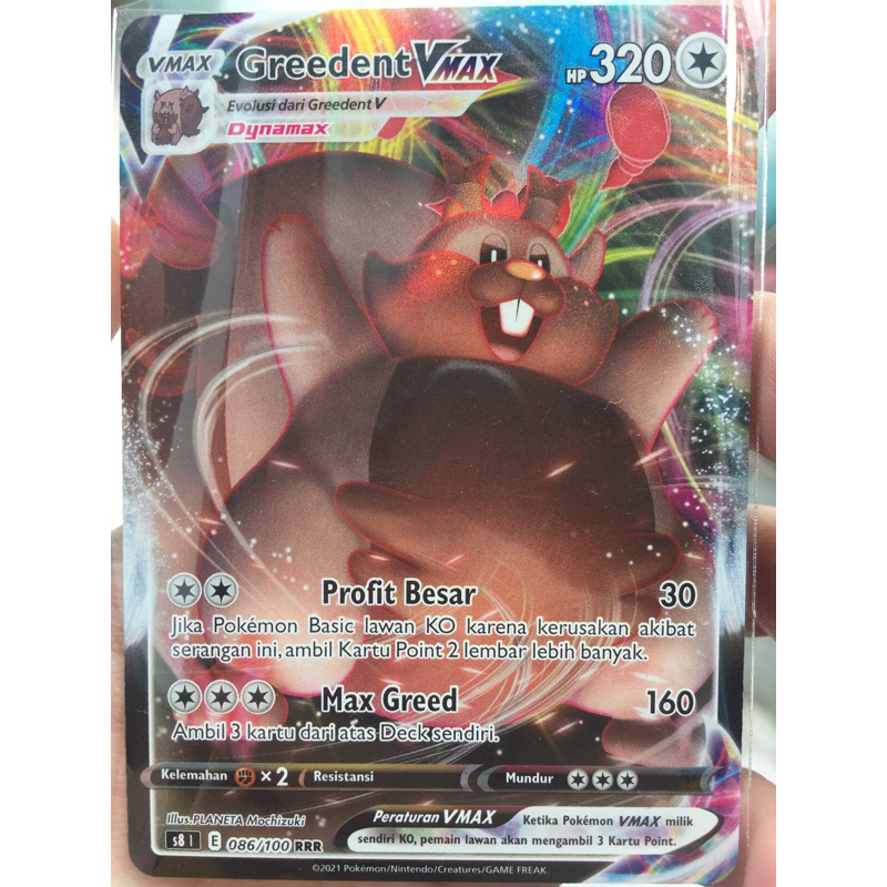 KARTU POKEMON GREEDENT V dan VMAX RRR INDONESIA HOLO