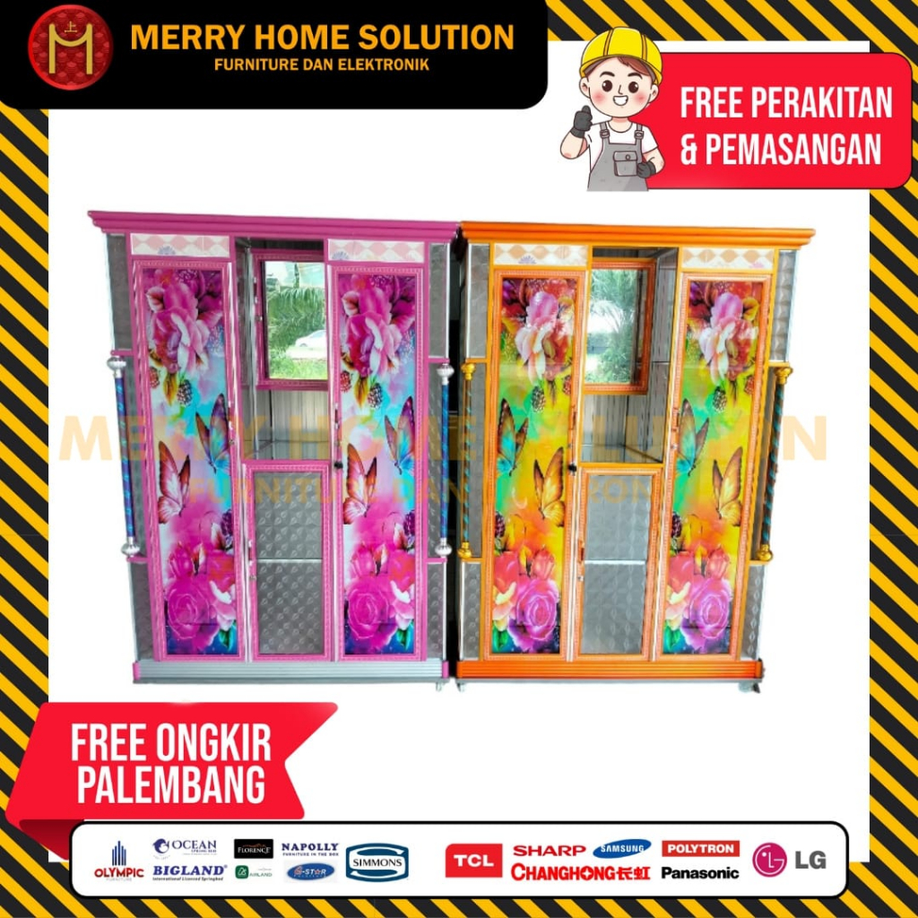 Lemari pakaian aluminium 3 pintu / lemari baju minimalis palembang