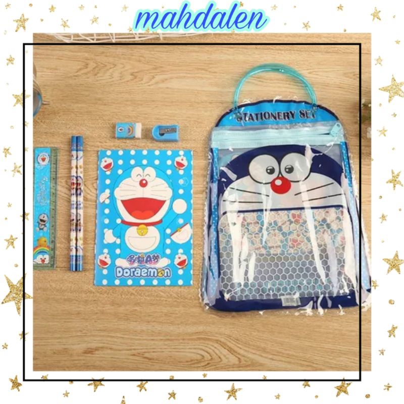 

ALAT TULIS ANAK SEKOLAH BUKU PULPEN PENGHAPUS PENGARIS IMPORT STATIONERY SET 6 IN 1 FREE BAG