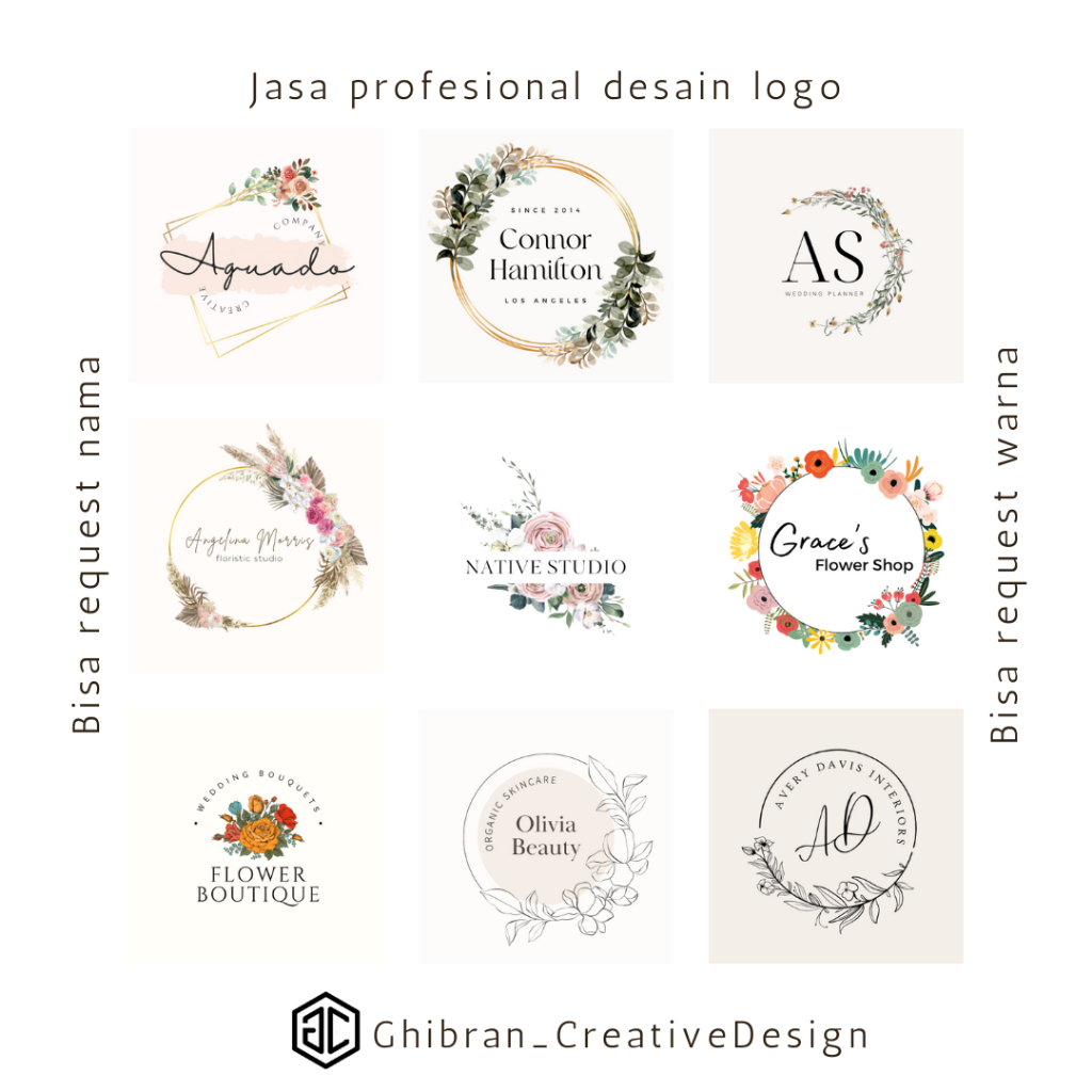 

Jasa Profesional Desain logo , Logo Olshop, Logo Perusahaan, Logo Weding, Logo Umkm, Bisa Request