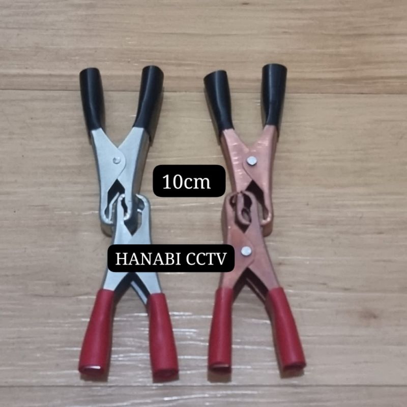 Jepit Aki Buaya 10cm Besar Tembaga - Silver Bahan Tebal Kuat Merah Hitam 1Set