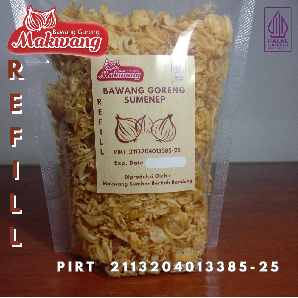 

REFILL BAWANG GORENG SUMENEP MAKWANG TANPA TEPUNG PREMIUM KRIUK UNTUK CEMILAN DAN TABURAN MAKANAN/PREMIUM FRIED SALOTS KRIUK