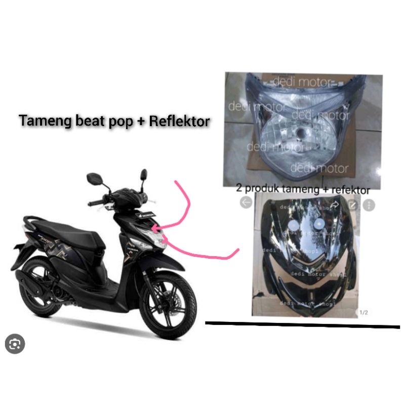 Tameng depan beat pop dan refektor depan beat pop satu set PRODUK NArita hitam