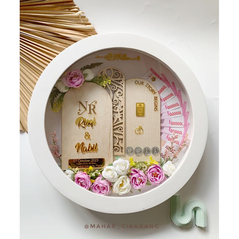 mahar pernikahan bingkai mahar nikah bulat d35