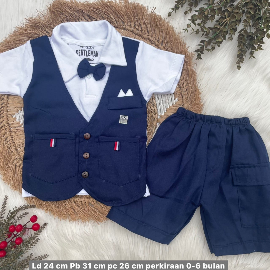 Baju setelan Anak bayi laki laki tuxedo berdasi pergi ootd