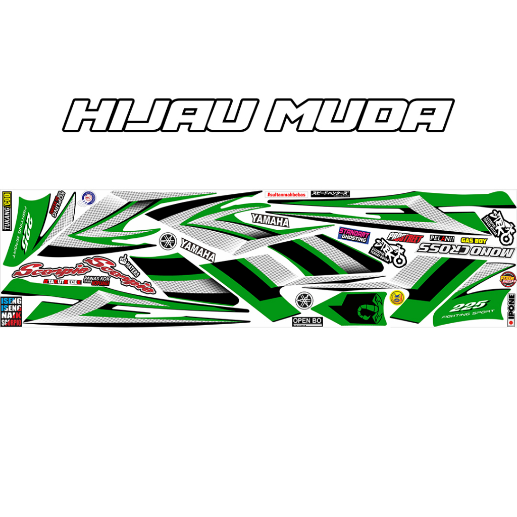stiker scorpio steko sisik silver warna hijau muda