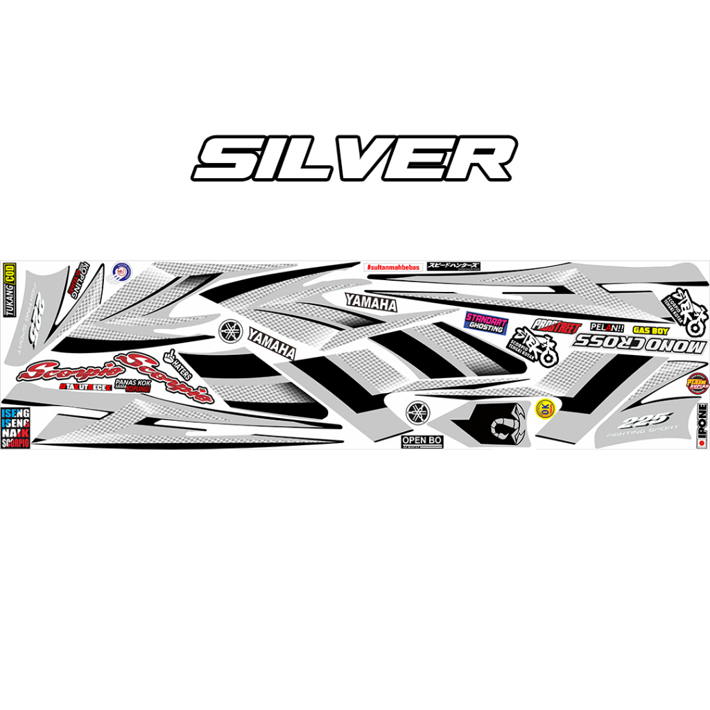 Stiker Striping steko sisik silver warna silver
