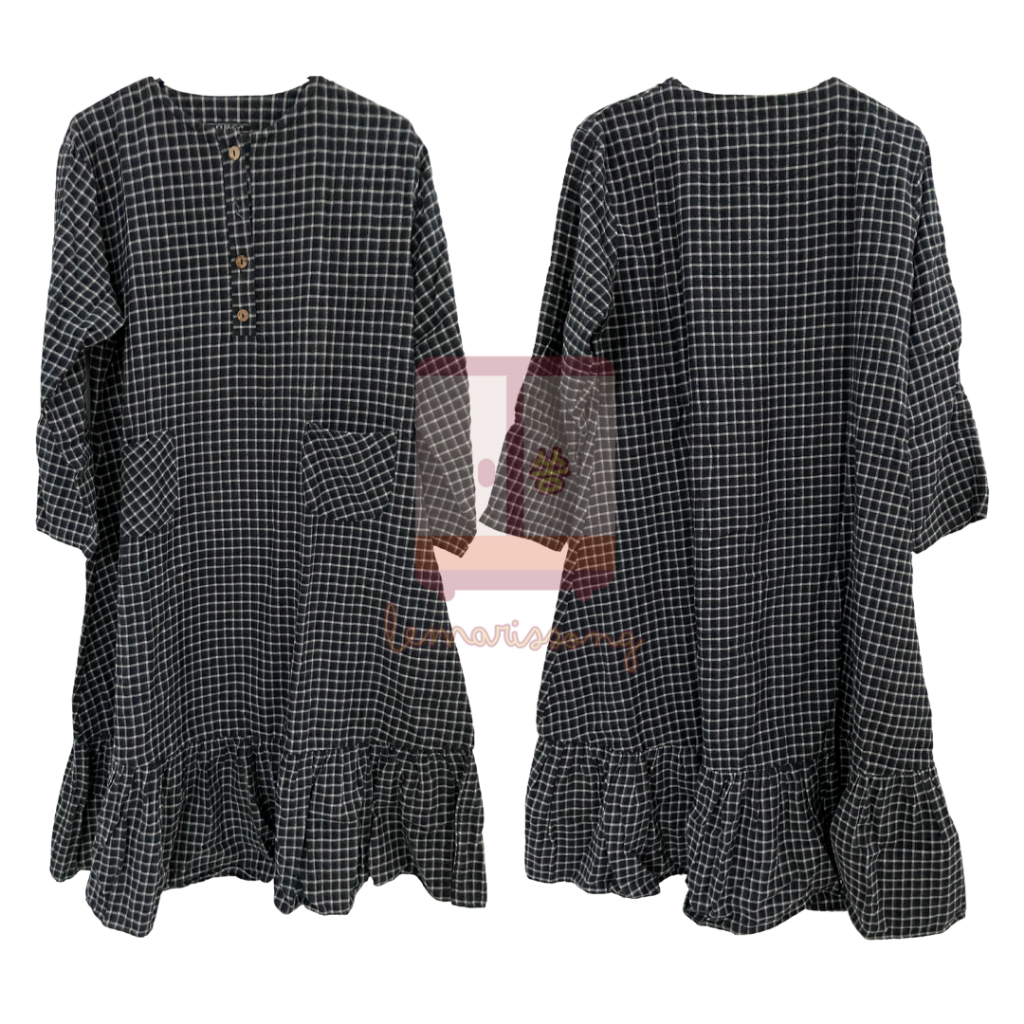 [Preloved] Journey Checkered Midi Dress/Tunik Kotak-Kotak