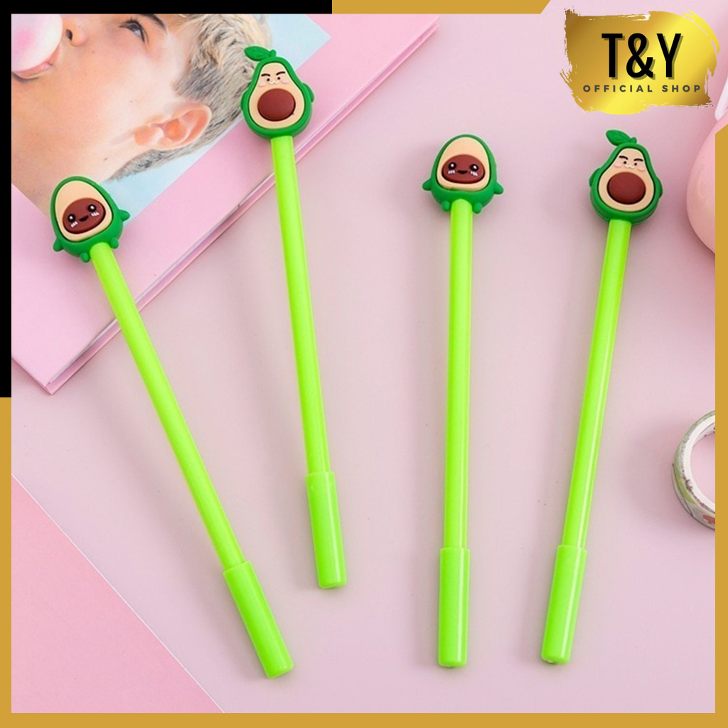 

T&Y Pena Gel Karakter Alpukat Lucu Pulpen Tinta Gel Cair Motif Avocado Unik Alat Tulis Kantor Sekolah Stationary