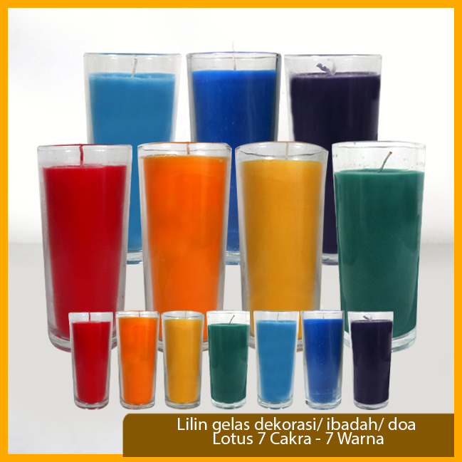 Lilin Gelas 7 Warna 7 Cakra Stearin Taper Kristal Sukhavati Meditasi