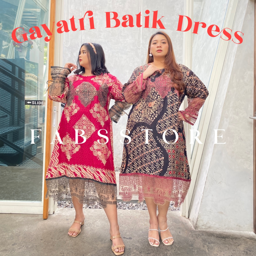 Gayatri Dress Batik | jumbo bigsize plussize curveszie oversized formal casual kondangan hijab