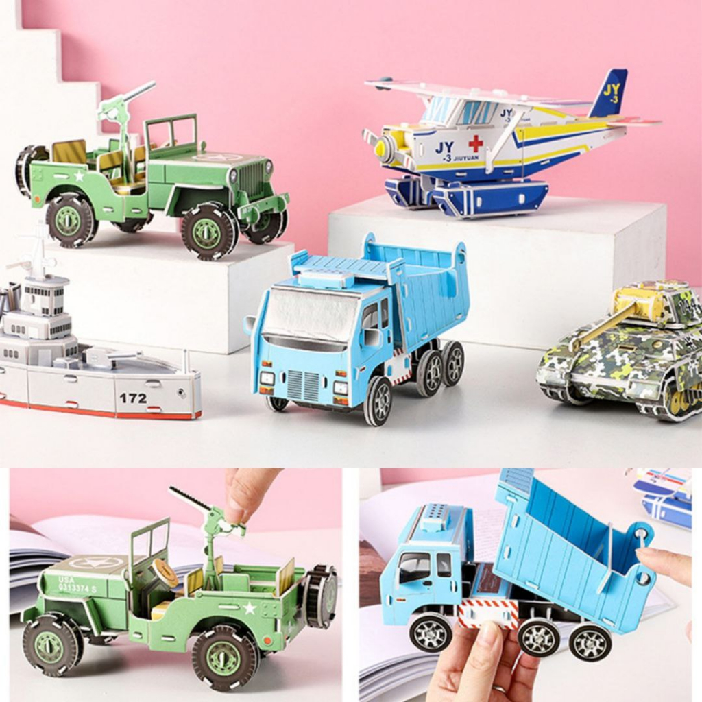 3D Foam Transport Puzzle Mainan Rakit Miniatur Pesawat Mobil Kendaraan
