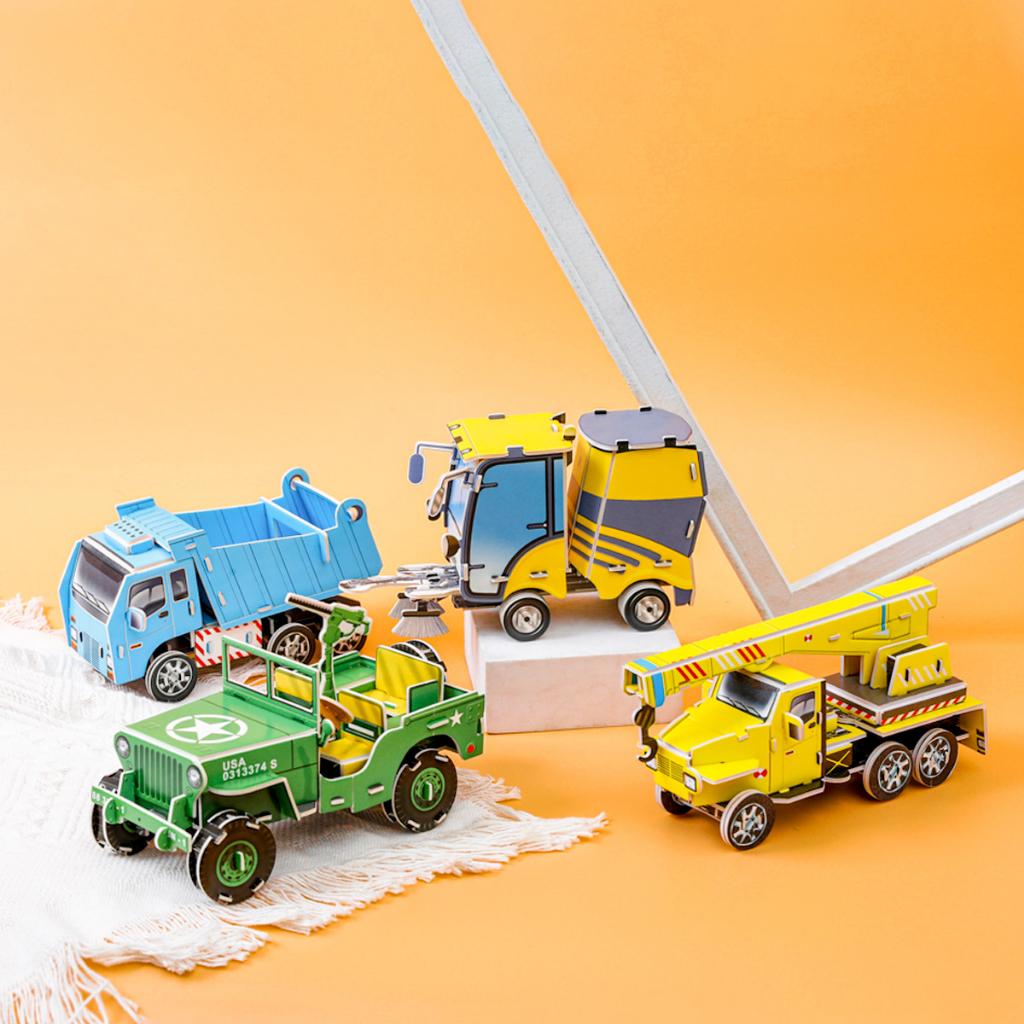 3D Foam Transport Puzzle Mainan Rakit Miniatur Pesawat Mobil Kendaraan