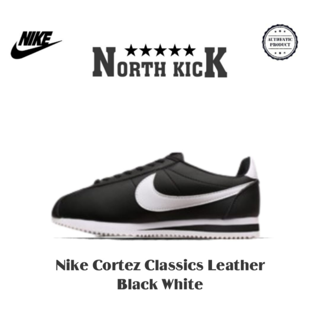 Nike Cortez Classics Leather Black White 100% Original BNIB