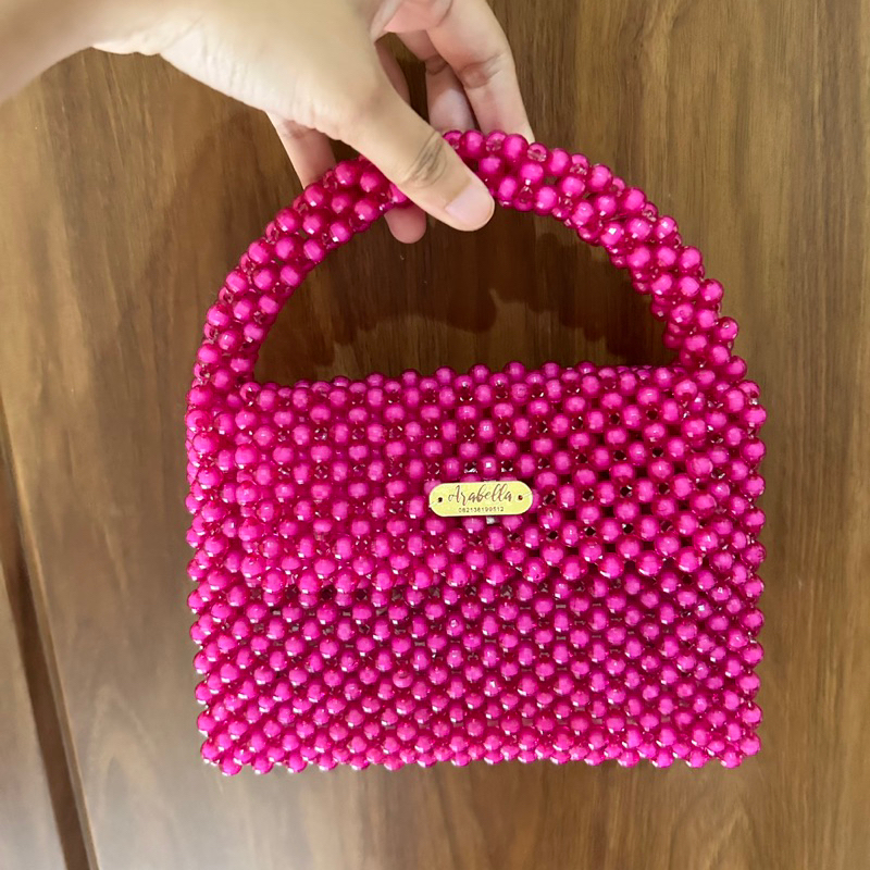 [LOVELY] Tas Manik Manik Warna Pink Fanta // Tas Kondangan Elegan