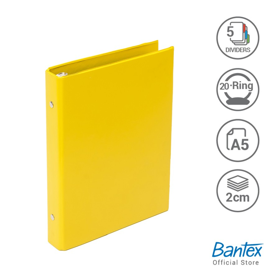 

Bantex Multiring Binder 20 Ring 25mm A5 Lemon 1324 26