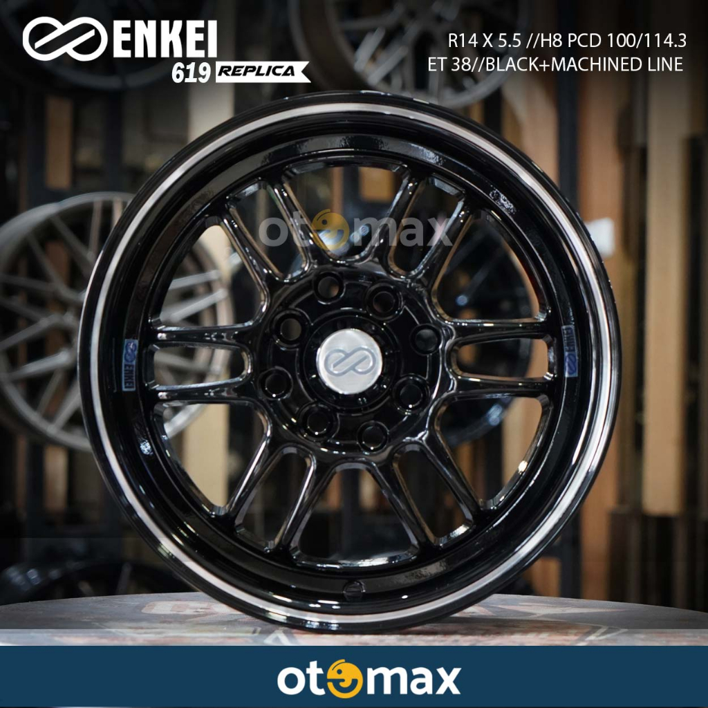Velg Mobil Enkei 619 Ring 14 Black Machine Line - Wuling Air Ev