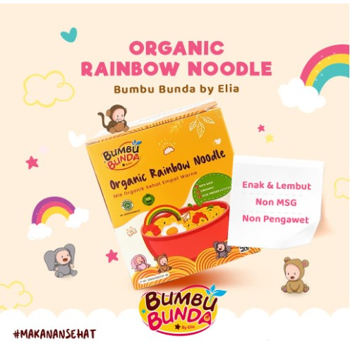 

Bumbu Bunda Elia Organic Rainbow Noodle MPASI / Mie Organik MPASI / Mie Bayi / Mie Anak