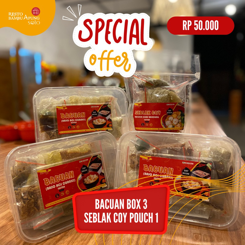 

Baso aci Box 3 dan Seblak Coy pouch