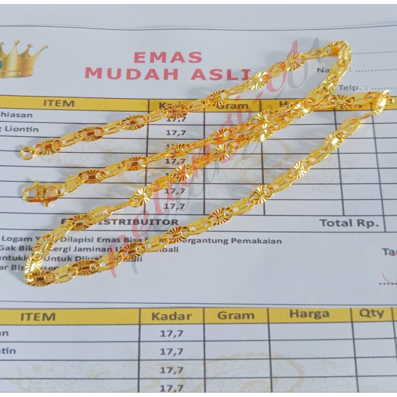 kalung emas muda 6.7gr kadar 17.7% free surat