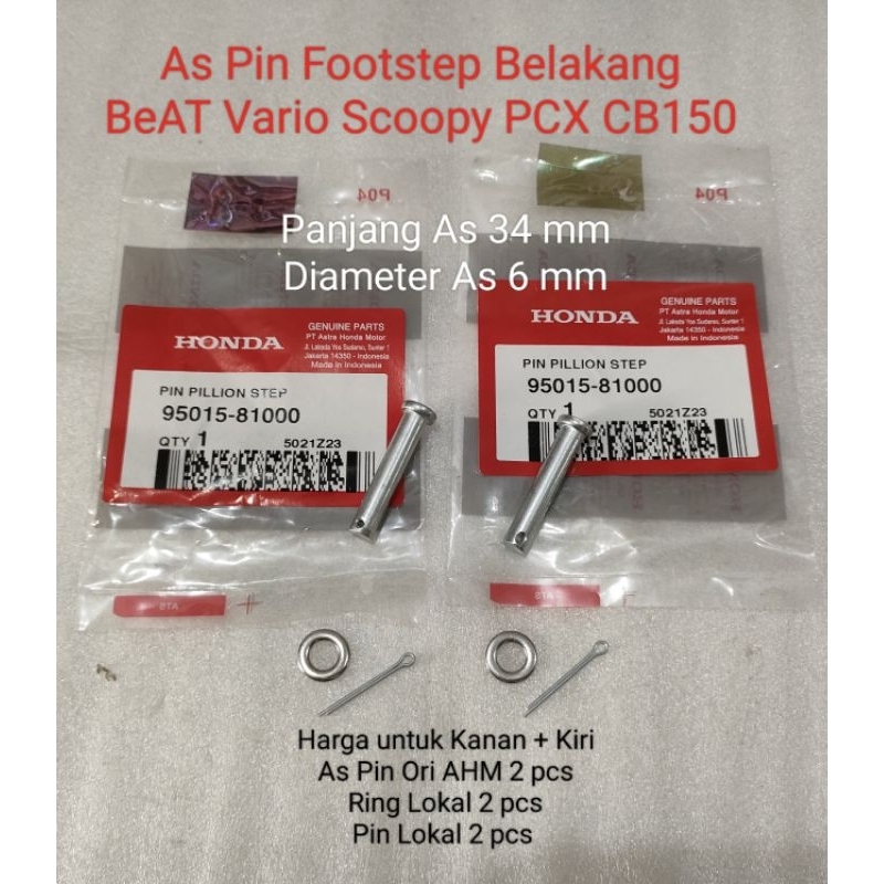 2Set As Pin Footstep Belakang BeAT Vario Scoopy PCX CB150 95015 81000
