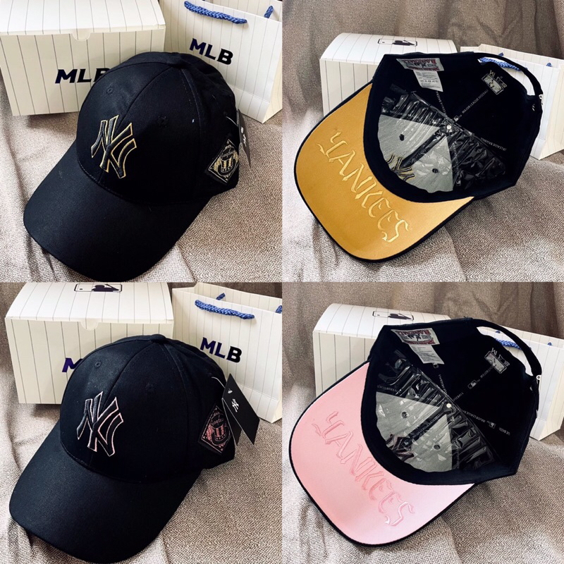 TOPI BASEBALL MLB CAP NEW YORK YANKEES BLACK FONT YELLOW// BLACK FONT PINK
