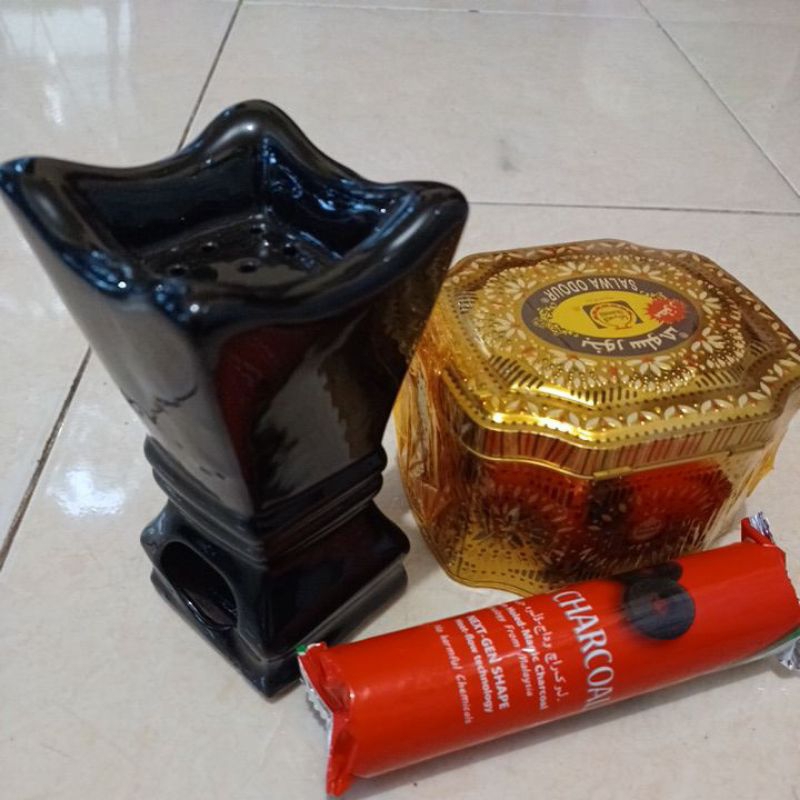 Paket  buhur salwa 3 in 1 prapen keramik dan arang magic