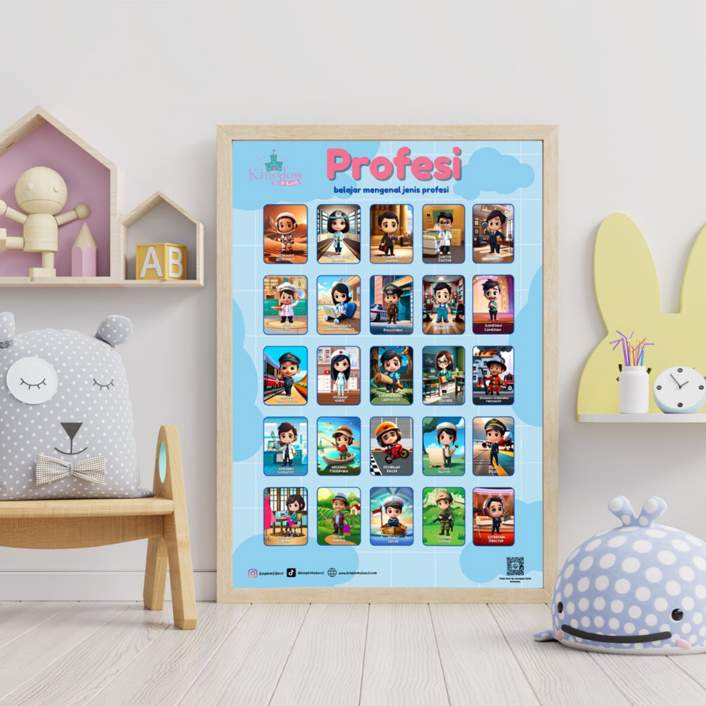 POSTER PROFESI HEWAN DARAT ABJAD Poster wipe and clean murah